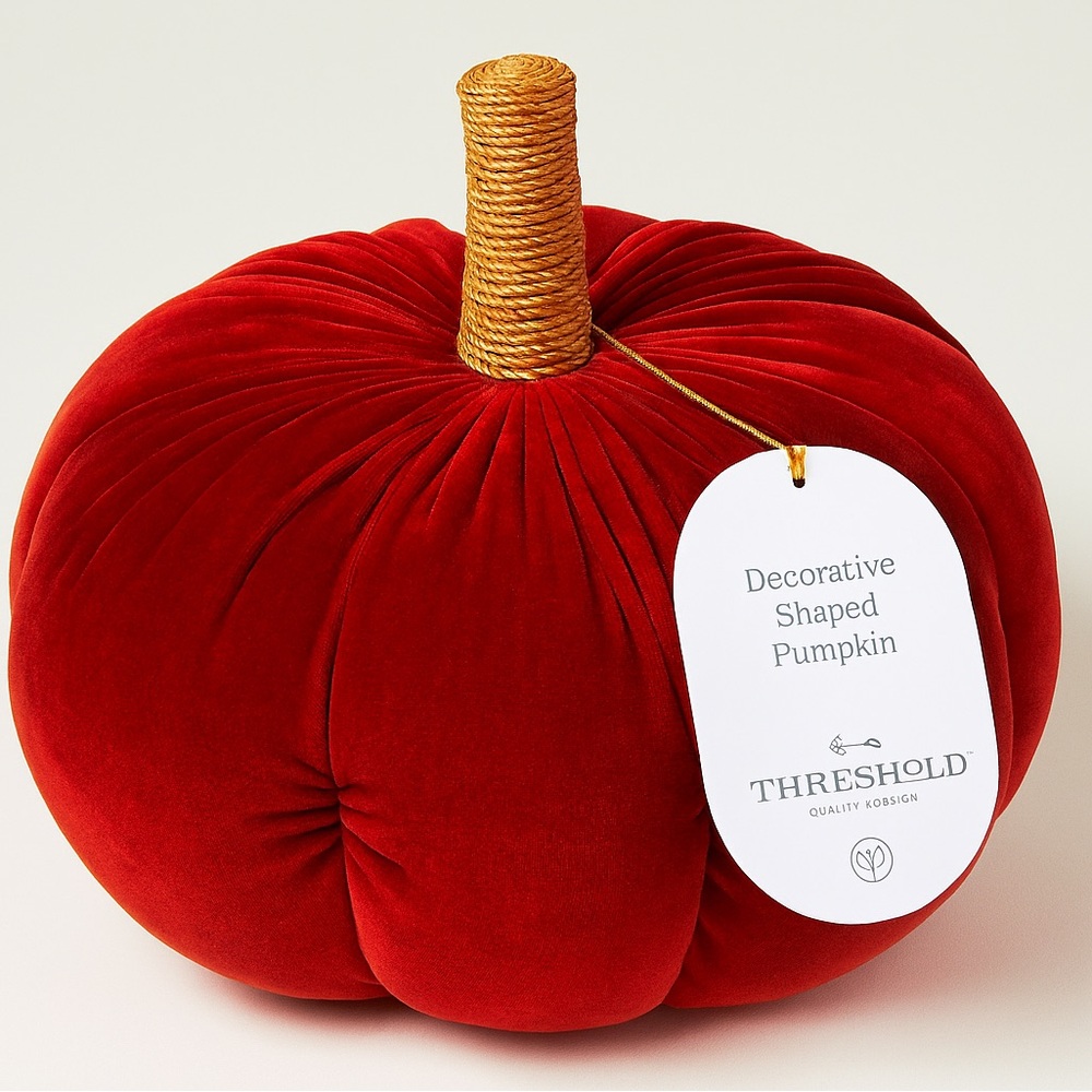 Threshold™ Red Velvet Pumpkin – Gold Stem, Elegant Fall Decor